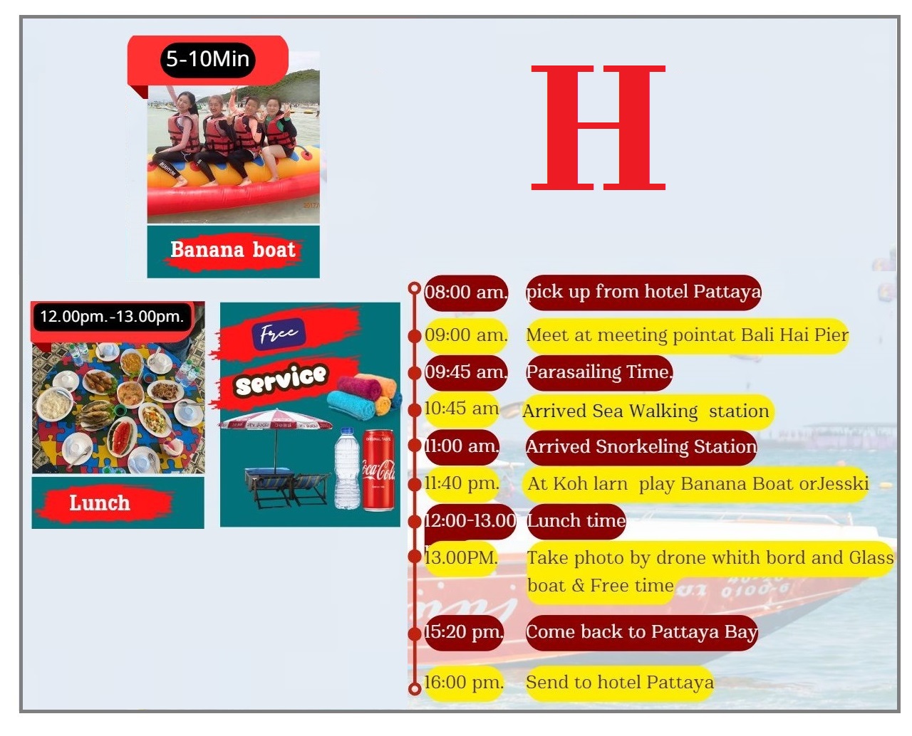 Package - H - Banana Boat - Lunch + SIC Hotel Transfer