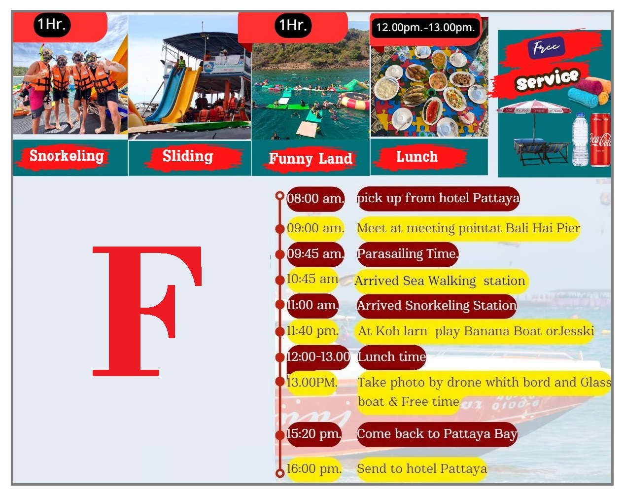  Package - F - Snorkeling + Sliding + Funny Land + Lunch + SIC Hotel Transfer